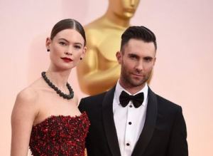 BEHATI PRINSLOO AND ADAM LEVINE BOTH IN ARMANI LOOKING LOVELY AT THE 2015 OSCARS 